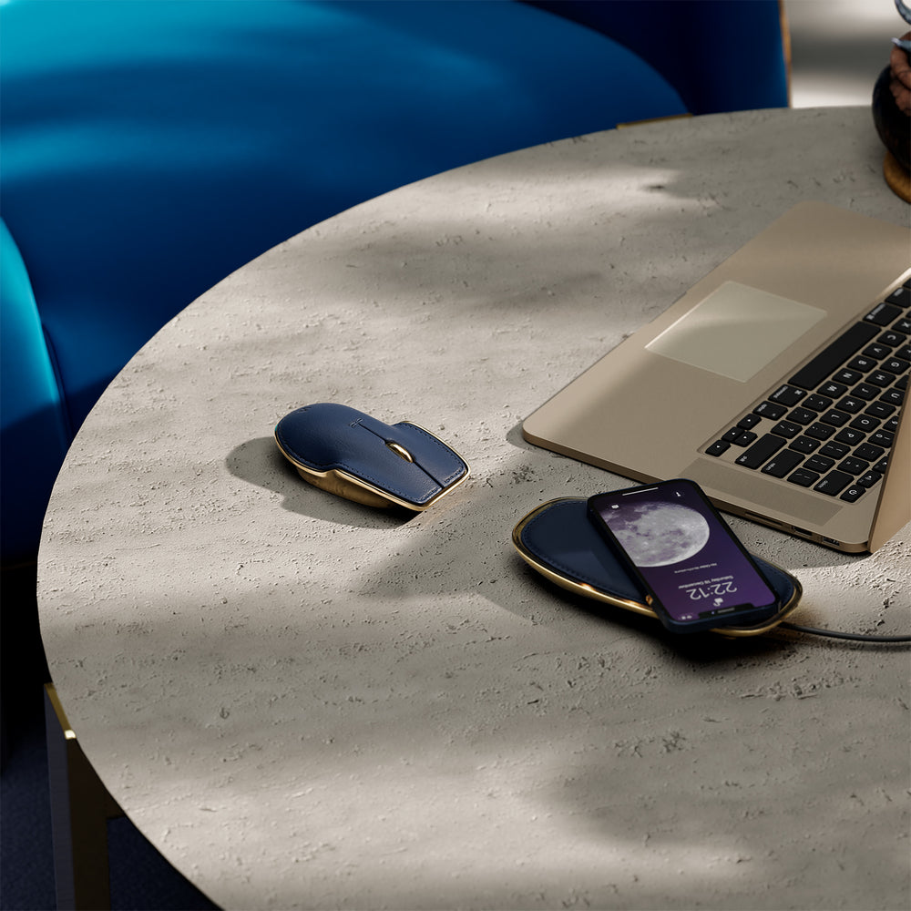 Computer Mouse Accessories | Navy Blue Leather Top